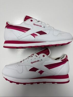 Reebok White & Magenta Low-Top Sneakers